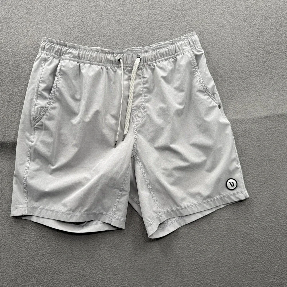Vuori Swim Shorts Mens Large Gray Solid Trunks Lined Stretch Quick Dry Beach